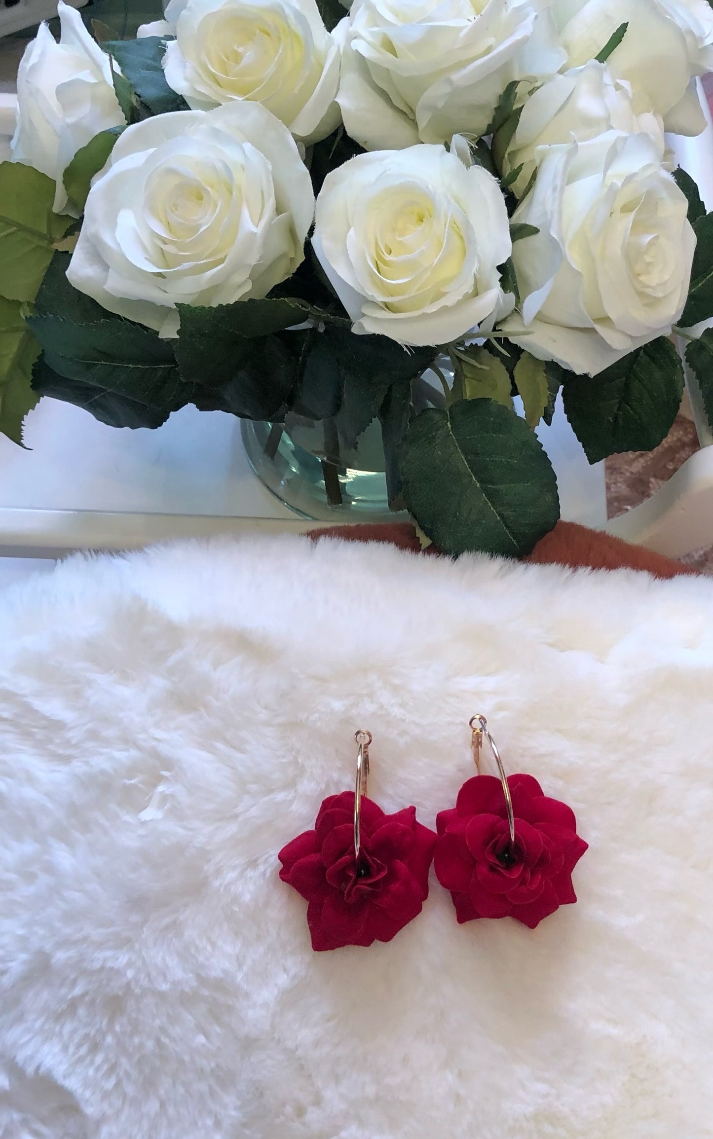 Red Rose Earrings